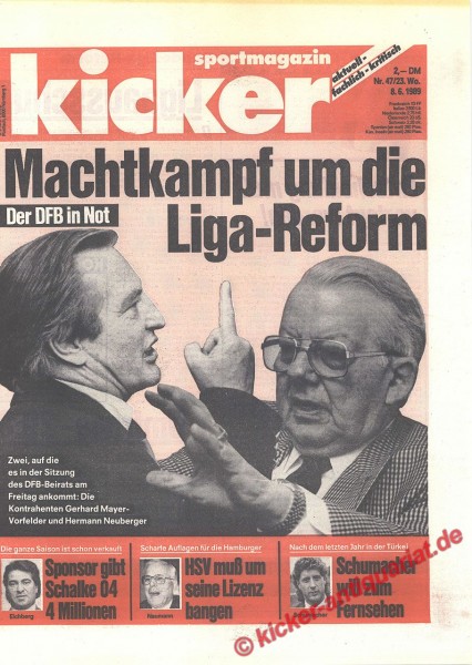 Kicker Schlagzeile: Der DFB in Not. Machtkampf um die Liga-Reform.