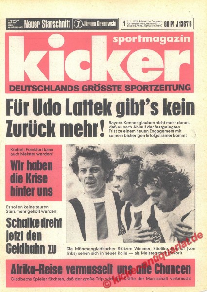 Kicker Sportmagazin Nr. 1, 2.1.1975 bis 8.1.1975