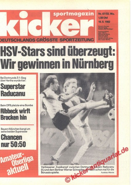 Kicker Titelbild: Superstar Raducanu (Borussia Dortmund) und Werner Schneider