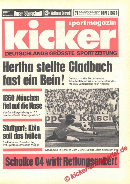 Kicker Sportmagazin Nr. 71, 30.8.1973 bis 5.9.1973