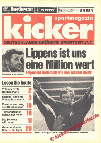 Kicker Sportmagazin Nr. 95, 26.11.1970 bis 2.12.1970