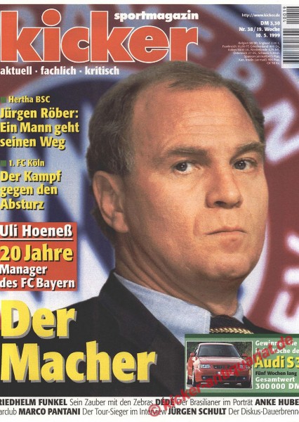 Kicker Sportmagazin Nr. 38, 10.5.1999 bis 16.5.1999
