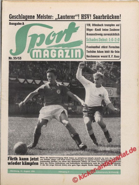 Sportmagazin Nr. 33A, 12.8.1953 bis 18.8.1953