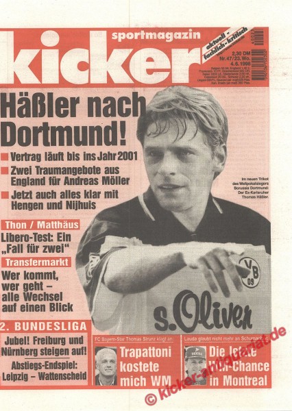 Kicker Sportmagazin Nr. 47, 4.6.1998 bis 10.6.1998