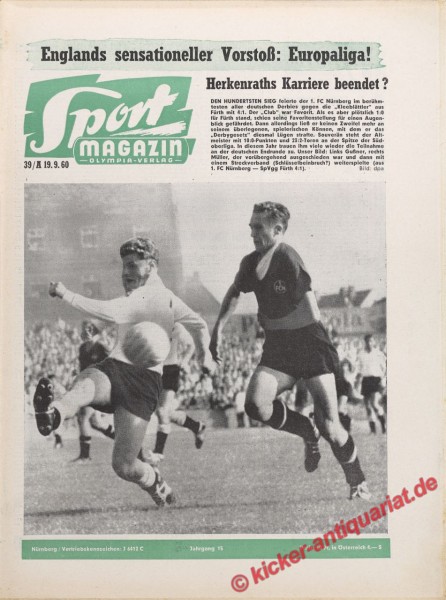 Sportmagazin Nr. 39A, 26.9.1960 bis 2.10.1960
