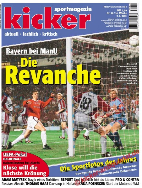 Kicker Sportmagazin Nr. 28, 2.4.2001 bis 8.4.2001