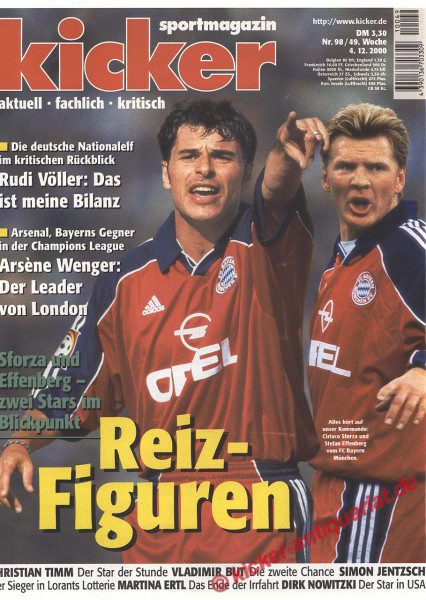 Kicker Sportmagazin Nr. 98, 4.12.2000 bis 10.12.2000