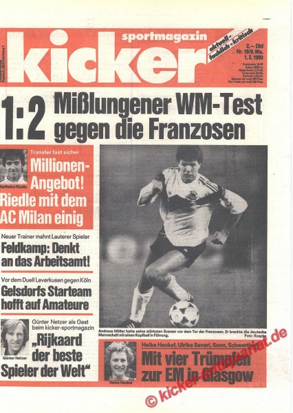 Kicker Sportmagazin Nr. 19, 1.3.1990 bis 7.3.1990