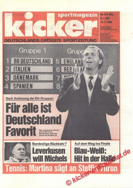 Kicker Sportmagazin Nr. 5, 14.1.1988 bis 20.1.1988