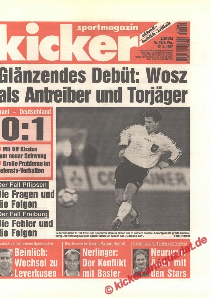 Kicker Sportmagazin Nr. 19, 27.2.1997 bis 5.3.1997
