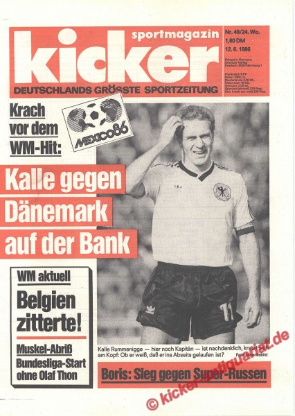 Kicker Sportmagazin Nr. 49, 12.6.1986 bis 18.6.1986