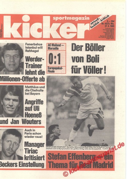 Mittelstürmer Rudi Völler (Olympique Marsaille)