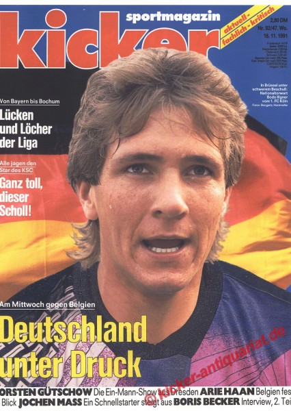 Kicker Sportmagazin Nr. 92, 18.11.1991 bis 24.11.1991
