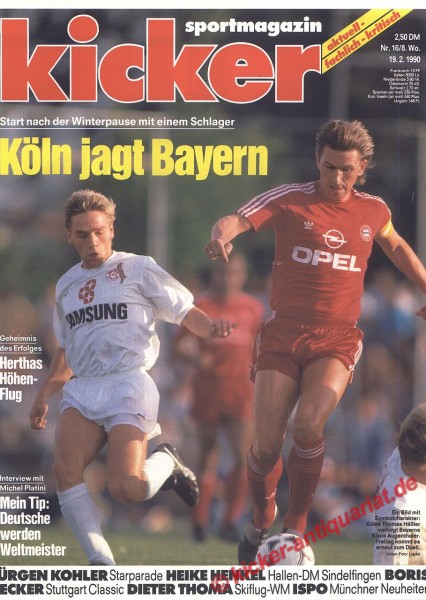 Kicker Sportmagazin Nr. 16, 19.2.1990 bis 25.2.1990