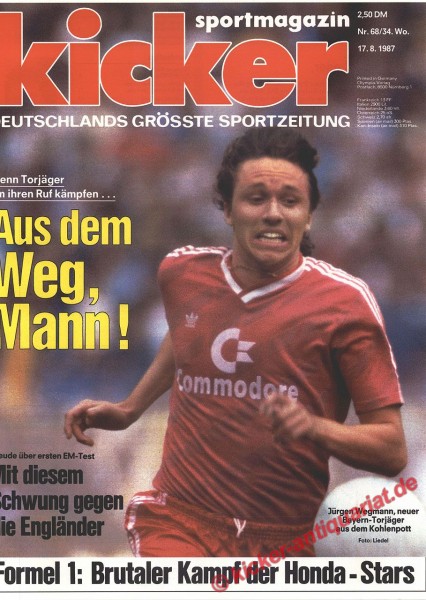 Kicker Sportmagazin Nr. 68, 17.8.1987 bis 23.8.1987