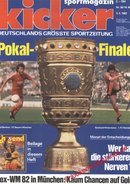 Pokal Finale 1982: FC Bayern München : 1. FC Nürnberg, Titelbild Paul Breitner und Reinhold Hintermaier