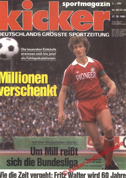 Rainer Bonhoff (Borussia Mönchengladbach) hier im 1. FC Köln