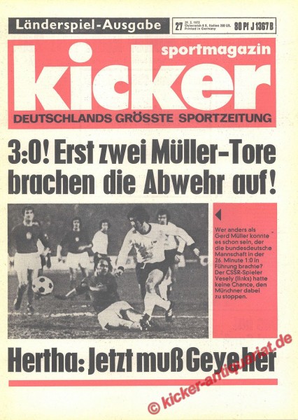 Kicker Sportmagazin Nr. 27, 29.3.1973 bis 4.4.1973