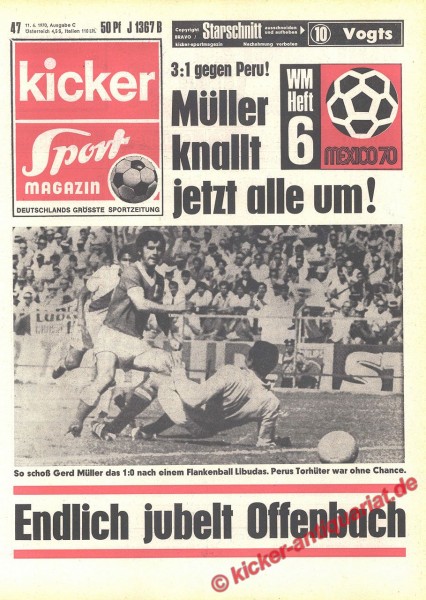 Fussball Weltmeisterschaft 1970 Mexico WM Heft Nummer 6