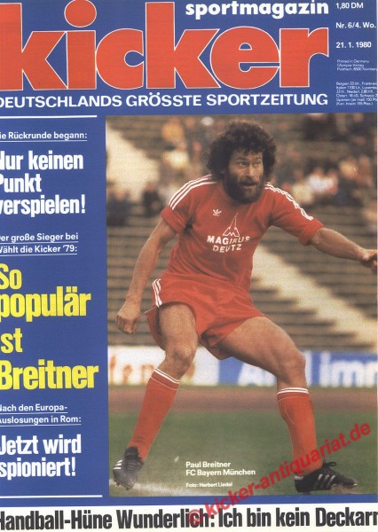 Kicker Sportmagazin Nr. 6, 21.1.1980 bis 27.1.1980