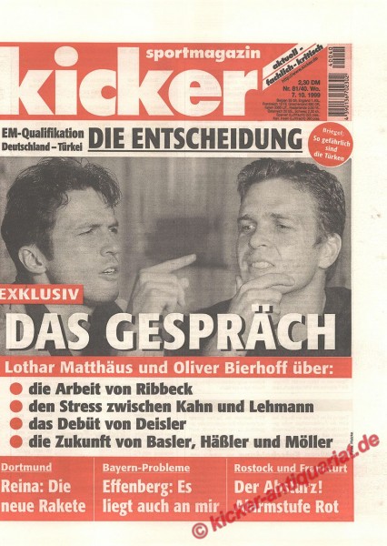 Kicker Sportmagazin Nr. 81, 7.10.1999 bis 13.10.1999