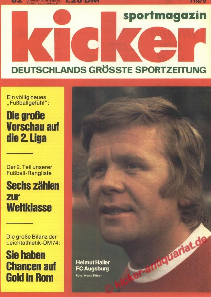 Kicker Sportmagazin Nr. 62, 29.7.1974 bis 4.8.1974