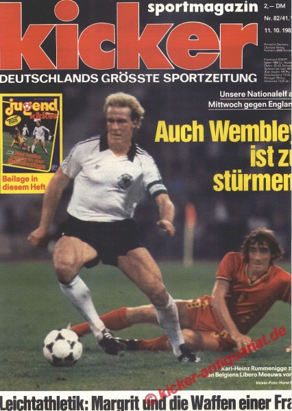 Kicker Sportmagazin Nr. 82, 11.10.1982 bis 17.10.1982