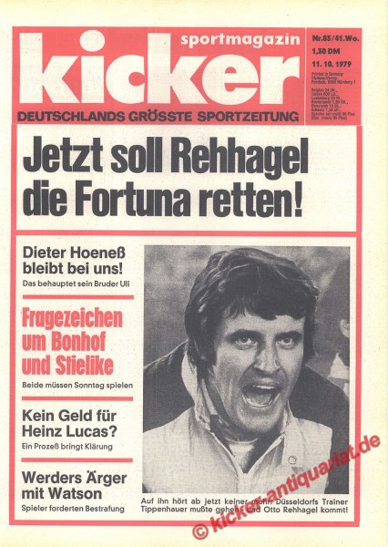 Kicker Sportmagazin Nr. 83, 11.10.1979 bis 17.10.1979