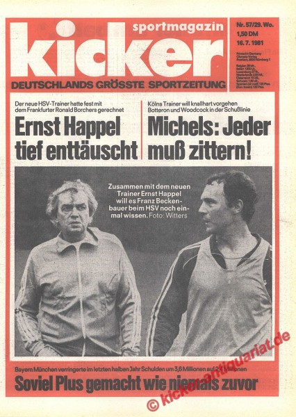 Kicker Sportmagazin Nr. 57, 16.7.1981 bis 22.7.1981