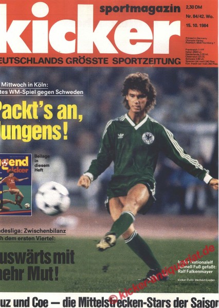 Kicker Sportmagazin Nr. 84, 15.10.1984 bis 21.10.1984