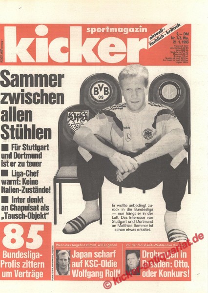 Kicker Sportmagazin Nr. 7, 21.1.1993 bis 27.1.1993