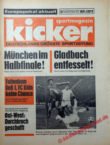 Kicker Sportmagazin Nr. 25, 21.3.1974 bis 27.3.1974