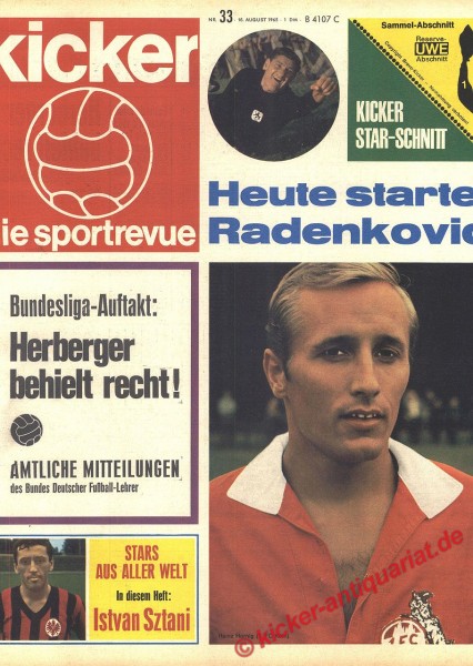 Original alte Zeitung 1965 Kicker - Kicker Sportrevue vom 16. August bis 22. August 1965 als Geburtstagsgeschenk