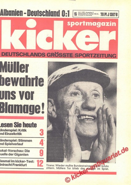 Kicker Sportmagazin Nr. 15, 18.2.1971 bis 24.2.1971