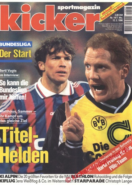 Kicker Sportmagazin Nr. 14, 12.2.1996 bis 18.2.1996