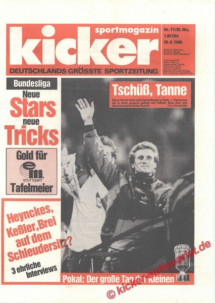 Kicker Sportmagazin Nr. 71, 28.8.1986 bis 3.9.1986