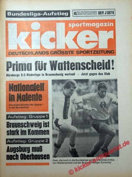 Kicker Sportmagazin Nr. 45, 30.5.1974 bis 5.6.1974