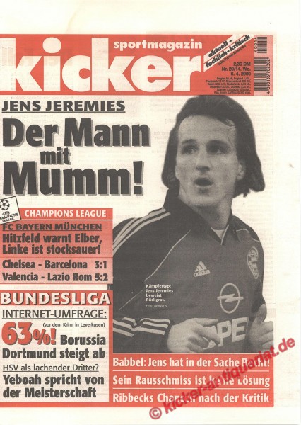 Kicker Sportmagazin Nr. 29, 6.4.2000 bis 12.4.2000