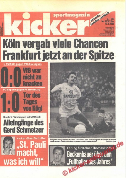 Kicker Schlagzeile: Köln vergab viele Chancen. Frankfurt jetzt an der Spitze.