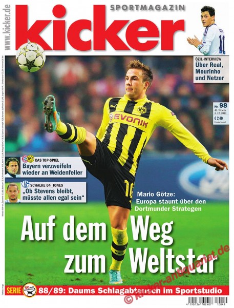 Kicker Sportmagazin Nr. 98, 3.12.2012 bis 9.12.2012