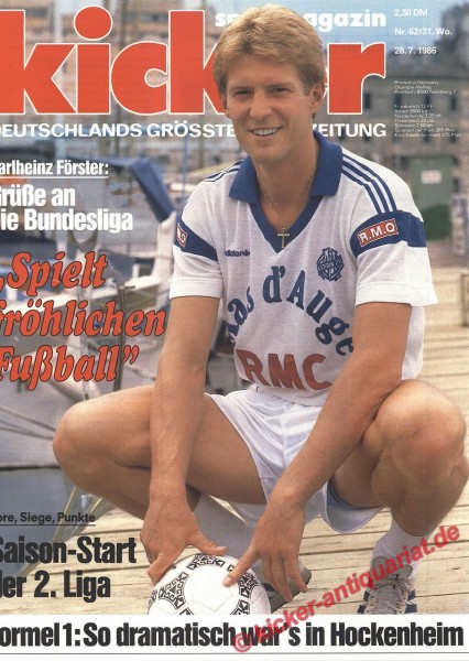 Kicker Sportmagazin Nr. 62, 28.7.1986 bis 3.8.1986