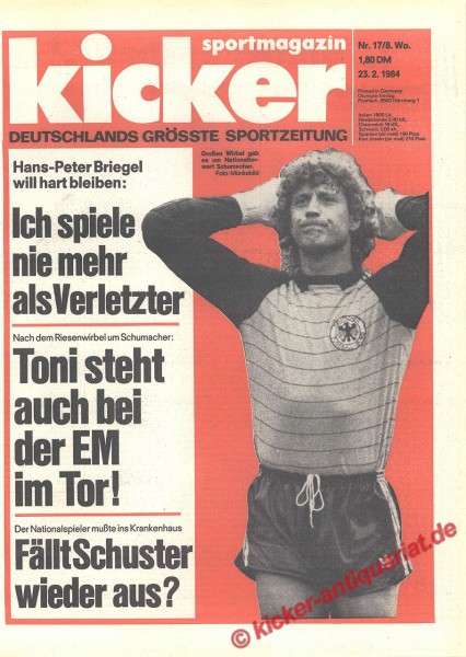Kicker Sportmagazin Nr. 17, 23.2.1984 bis 29.2.1984