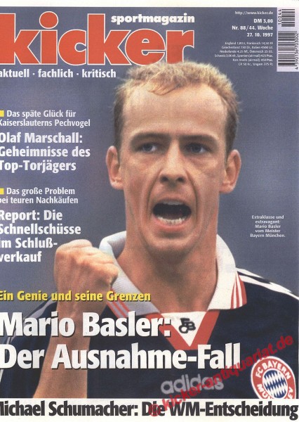 Kicker Sportmagazin Nr. 88, 27.10.1997 bis 2.11.1997