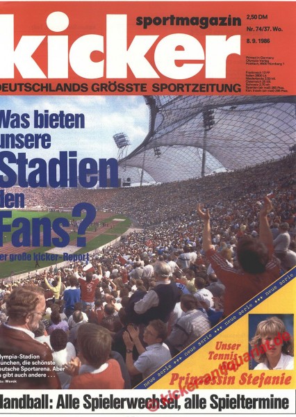 Kicker Sportmagazin Nr. 74, 8.9.1986 bis 14.9.1986