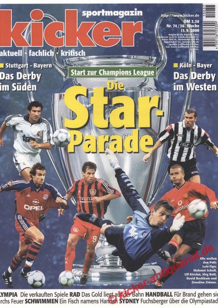 Kicker Sportmagazin Nr. 74, 11.9.2000 bis 17.9.2000