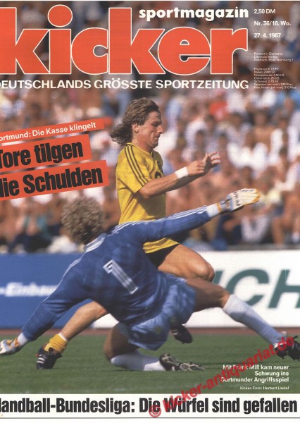 Kicker Sportmagazin Nr. 36, 27.4.1987 bis 3.5.1987