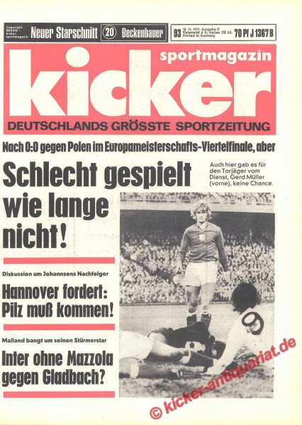 Kicker Sportmagazin Nr. 93, 18.11.1971 bis 24.11.1971