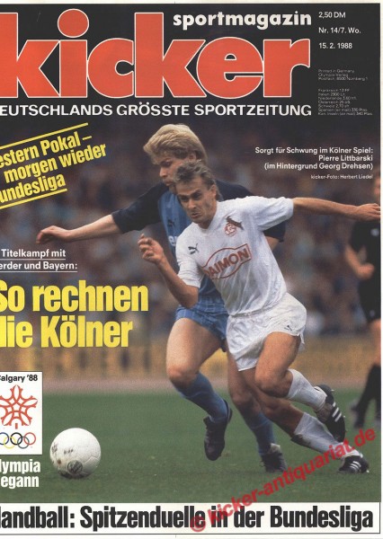 Kicker Sportmagazin Nr. 14, 15.2.1988 bis 21.2.1988