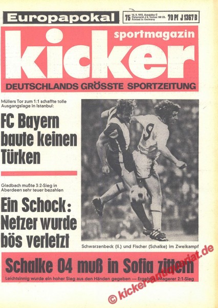 Kicker Sportmagazin Nr. 75, 14.9.1972 bis 20.9.1972