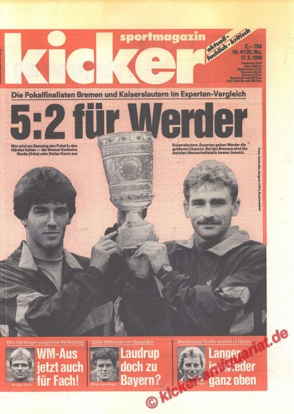 Kicker Sportmagazin Nr. 41, 17.5.1990 bis 23.5.1990
